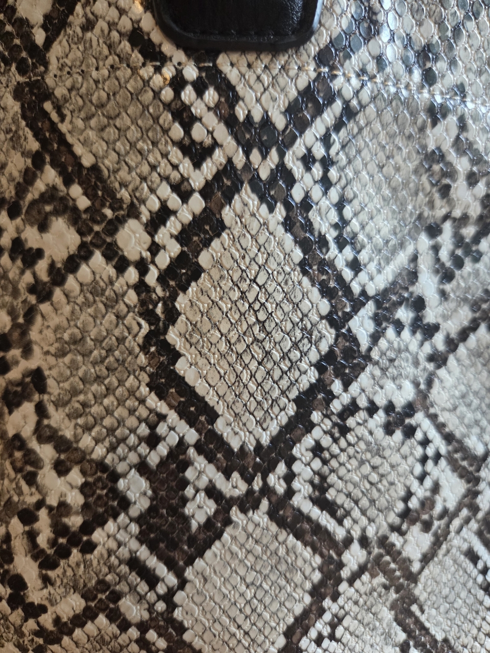 Vegan Python-Print Top Handle Crossbody Bag - Black/White - Picture 2 of 7